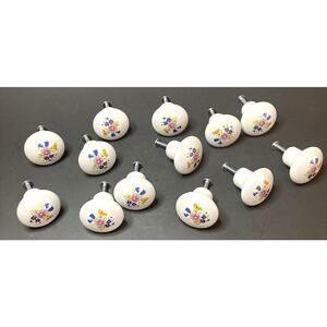 Set 13 Belwith P760-BQ Vtg Knob Pull Drawer Cabinet Floral Flower Bunch Bouquet